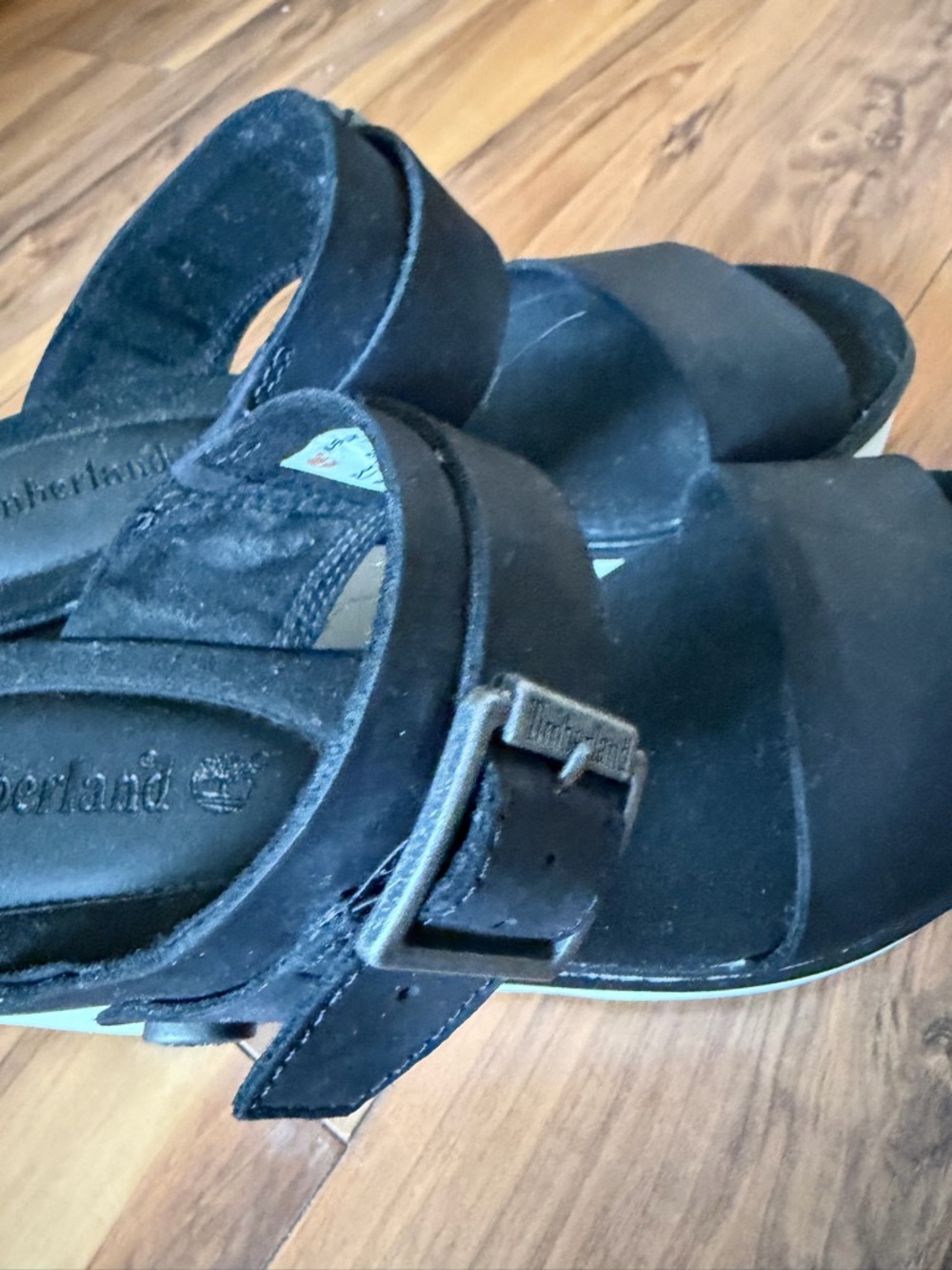 Timberland Koralyn Black Suede Two-Strap Platform Sandals - Picture 5 of 9